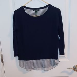 Ralph Lauren Navy Blue sweater w faux undershirt